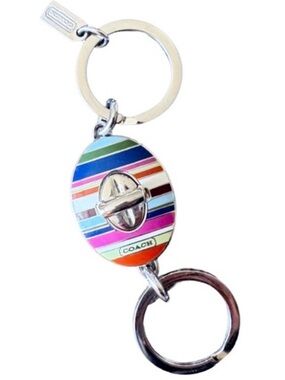 Coach Legacy Y2K Oval Turnlock fob double valet keychain bag charm - like New